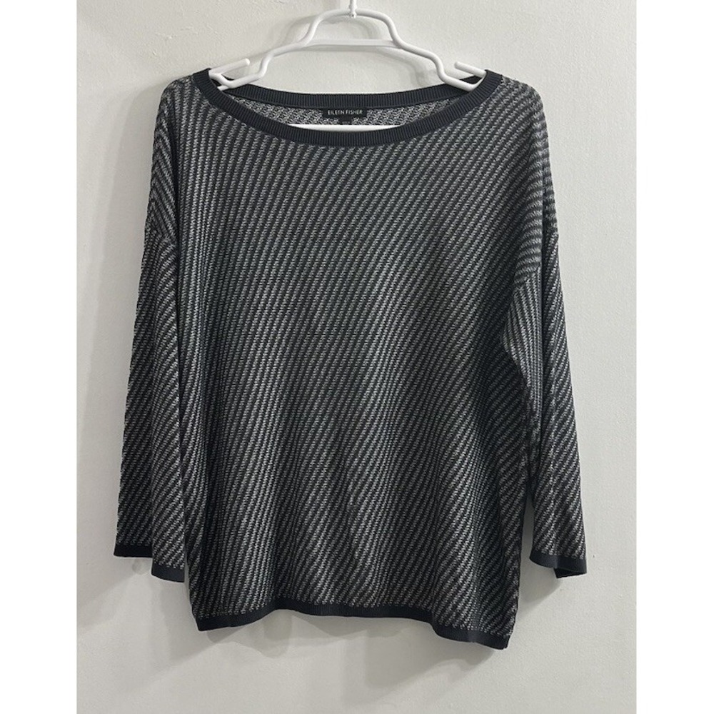 Eileen Fisher Womens Small Sweater Gray White Marled‎ Lightweight Never worn